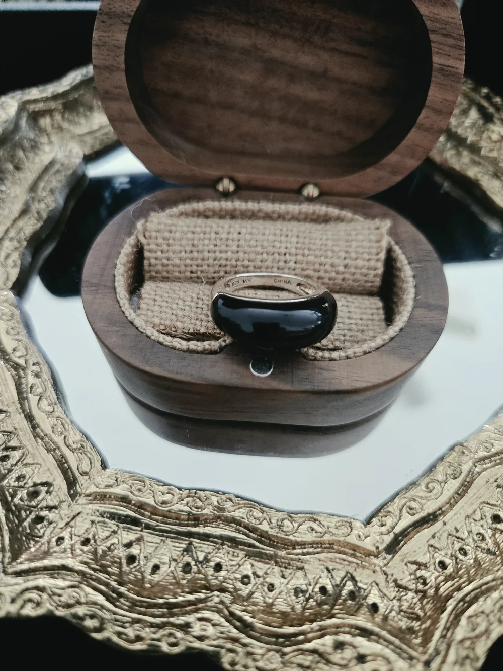 Whitney Kelly Modernist Sterling Silver And  Onyx  Domed Statement Ring